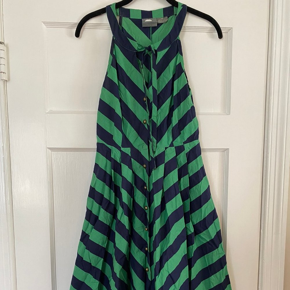 Anthropologie Iconic Emerald Ripple Dress Size 2